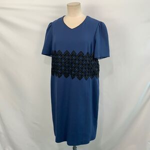 Peggy Jennings blue with black detail waist dress